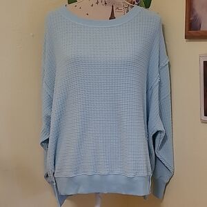 Pale aqua Waffle Knit Sweater